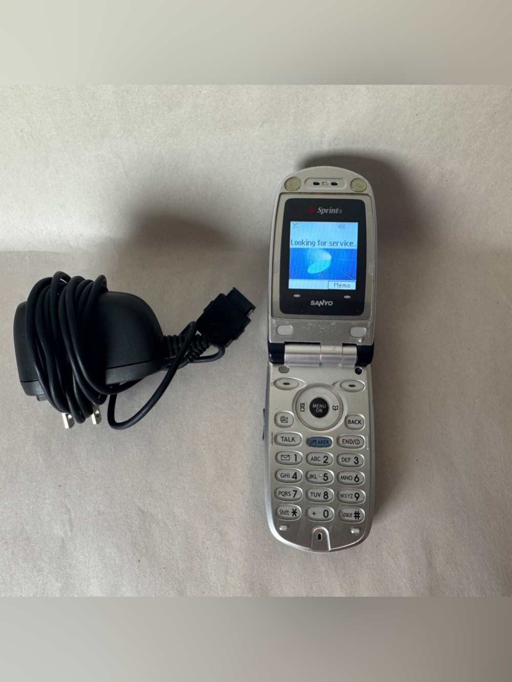Sanyo SCP-200 - Silver and Navy ( Sprint ) Rare Cellular Flip Phone